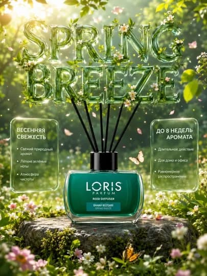 Ароматический диффузор LORIS Parfum с палочками — освежитель воздуха для дома и офиса — AHJUM-AROMA-ЗЕЛХАКИ