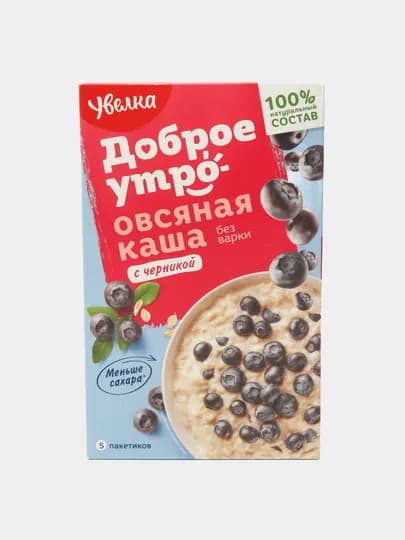 Каша овсяная быстрого приготовления Увелка с черникой, 5х40 г, 200 г — UNIKS-УВЕ0038