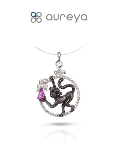 Подвес из серебра 925 пробы, с родием, вставки: Фианит Корунд синт. (YX00135P-0S-LR5) — AUREYA-YX00135P0SLR5-СЕРЕБРН