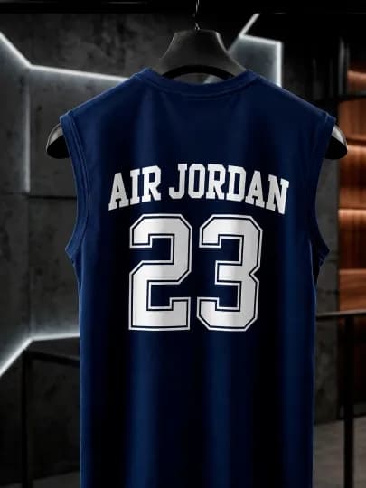Мужская футболка без рукавов Jordan, с принтом, для спорта и повседневной носки — OMS929-JORDONDE-ТЕМНСИН-XL