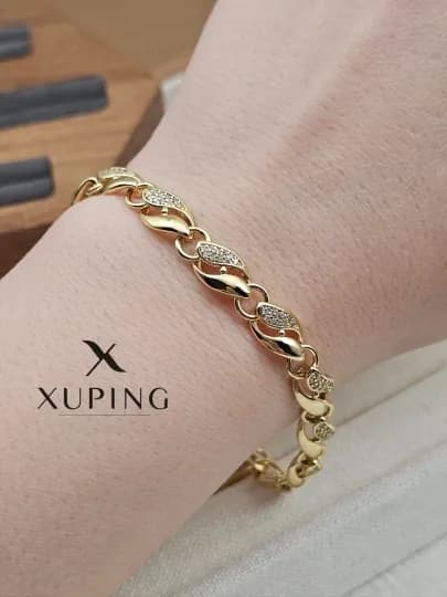 Женский браслет 19 см — изящный аксессуар в стиле Xuping — ANVAR89-BRASSLETT-ГОРЧИЧ