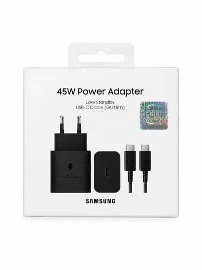 Samsung 45W USB-C (Type-C) Быстрое зарядное устройство + кабель USB-C 5A 1.8м — БЕРМАГ-45WSZKORGQORA-ЧЕРН