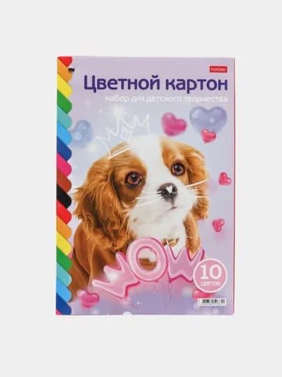 Набор картона цветной Мелованный, 10 л, 10 цв., А4ф, на заклепке, серия "Волшебный Веер" — HATBER-P1AC3D5-АМЕТИС