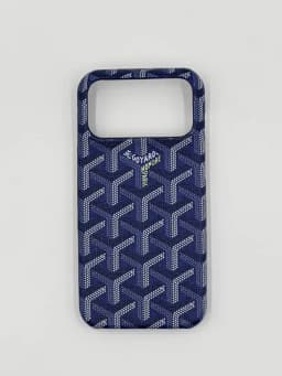 Современный чехол в стиле Goyard для iPhone серии 13–17 — IFIXMOB-GYRDNEW-СИНИЙ-17PRO