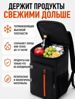 Терморюкзак сумка-холодильник для пикника, рыбалки и туризма 27 л — TERRA26-ТА1029-ЧЕРН-27х17х3