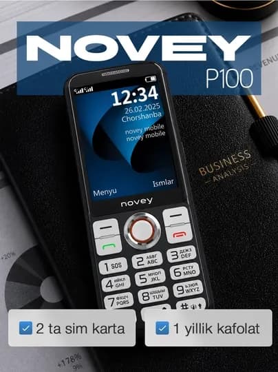 Кнопочный телефон Novey P100, без камеры, 2 SIM — NOVEY1-NOVP100-ЧЕРН