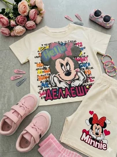 Костюм для девочки, детский комплект, 2-12 лет — FOR21-MIKKI2KA-КРЕМОВ-7 лет