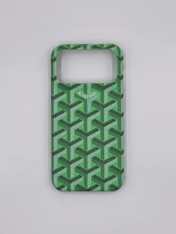 Современный чехол в стиле Goyard для iPhone серии 13–17 — IFIXMOB-GYRDNEW-ЗЕЛЕН-17PRO