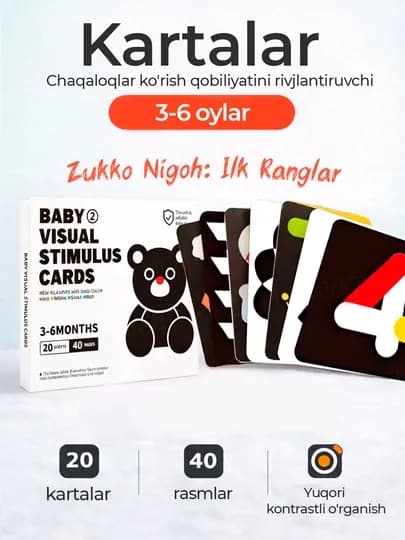 Набор развивающих визуальных карточек для детей 0-36 месяцев — BIZI-BABYVIS-ЧЕРНСТЕ