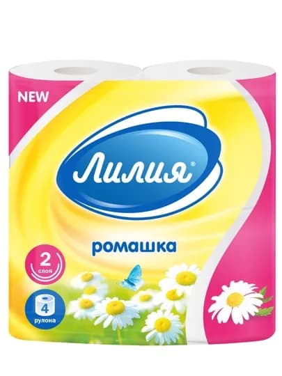 Туалетная бумага Лилия "Ромашка" 2слоя 4, 8, 24 рулона — EVROPRO-РОМАШКА-РОМАШ8