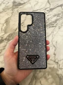 Чехол для Samsung S23 ultra, S24 ultra, S25 ultra, S26 ultra, с блестящим камнем — SHARKUZ-12356-СЕРЕБРН-23