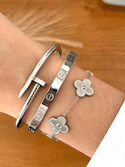 Женский набор из нержавеющей стали (stainless steel) — часы и браслеты — JEWLER-TOPLA1-МОЛОЧ-18