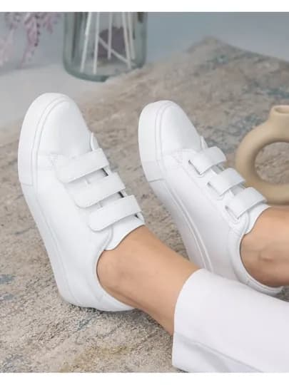 Кеды на липучках летние, мягкие, кожаные, дышащие — TRENDPA-KEDOQRA-БЕЛЫЙ-41