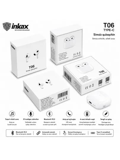 Наушники AIRPODS 4 INKAXT06 — KINGM1-INKAXT006