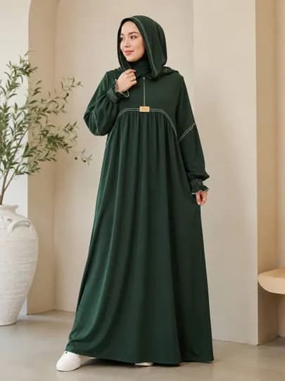 Мусульманское платье с капюшоном — AZ0-KOYLAKHIJAB009-ЗЕЛЕН-5456