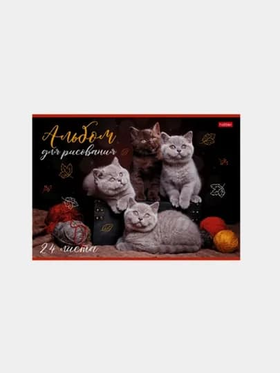 Альбом для рисования Hatber, серия «Кототерапия», 24 листа, формат А4, на скобе (арт. 24А4) — HATBER-P1ACB92-ЧЕРН