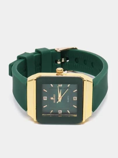 GOLD LUXE QUARTZ — женские кварцевые часы с ремешком и золотым корпусом — WATCHD-GALAXY-ЗЕЛЕН