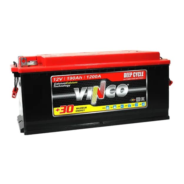 Аккумулятор Vinco 6CT-190 АПЗ П.П. L(4) (ШИРОКИЙ) (клемма конус) (крышка плоская)