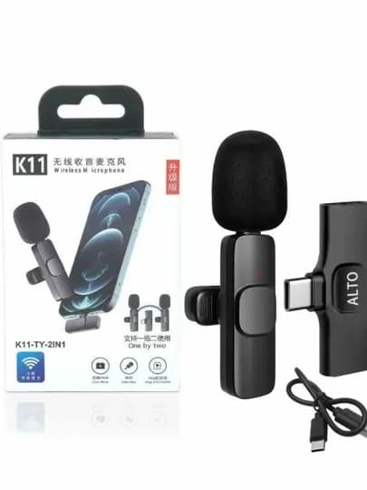 Беспроводной петличка микрофон для телефона, для iPhone и Android, AAA — ELPHONE-MIKRFON-СЕРЫЙ