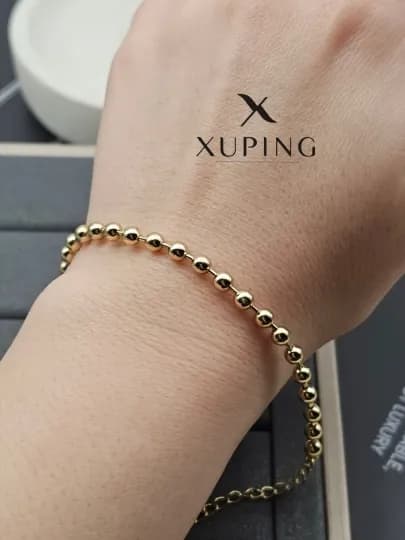 Женский браслет 19 см — изящный аксессуар в стиле Xuping — ANVAR89-BRASSLETT-КРЕМОВ