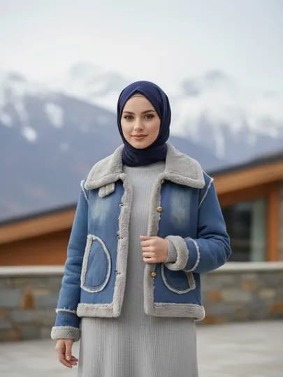 Джинсовая куртка с меховой подкладкой на зиму — LADYOPT-JINSA01-ТЕМНСИН-Ovesize