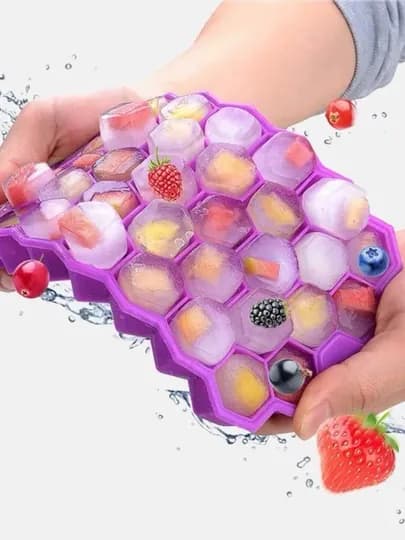 Форма для льда, из силикона и пластика, ёмкость контейнер для приготовления льда — DOMUS-ICE33-АЛЫЙ