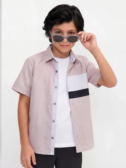 Рубашка для мальчика Slim Fit с длинным рукавом, школьная форма, 7-14 лет — DARENZI-DETISKI-БРОНЗ-36