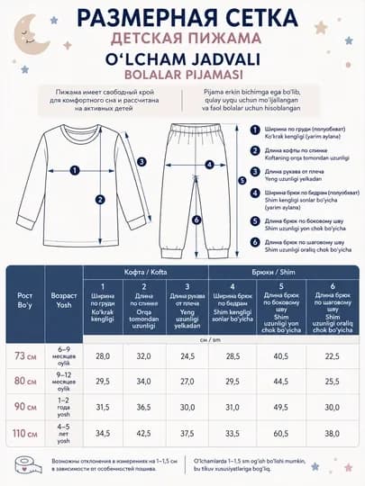 Детская пижама, хлопковая ткань, для детей 1–7 лет — BABYHAL-ПИЖАМ3-РОЗОВ-73