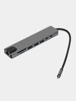 Type-C хаб 8 в 1, адаптер, переходник для Macbook, HDMI, USB, Type-C, MicroSD — СМАРТЧА-HUB8IN1
