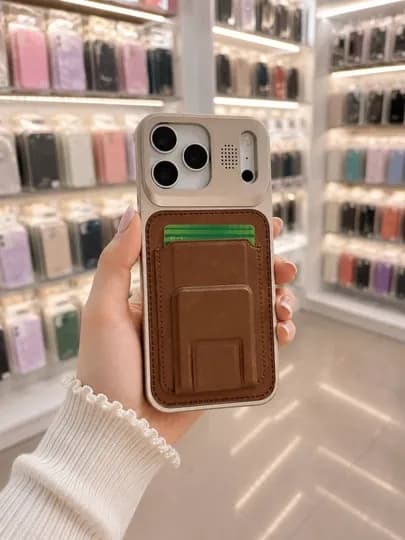 Чехол для iPhone с картхолдером, подставкой, магнитный, премиум экокожа — PRINT02-KOJALICHEXOL97-МОЛОЧ-16PRO