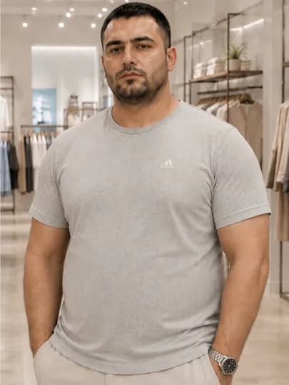 Футболка больших размеров, однотонная, великан футболка, 100% хлопок — KIYIMI-TRENDVELIKFUTBOLKAMARKIZANIKE-СЕРЕБРН-6XL
