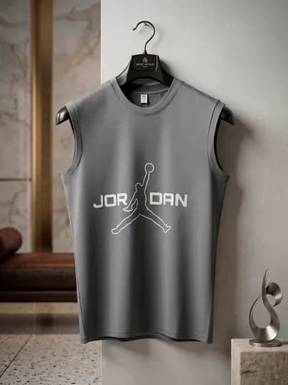Мужская футболка без рукавов Jordan, с принтом, для спорта и повседневной носки — OMS929-JORDONDE-МОРСК-XL