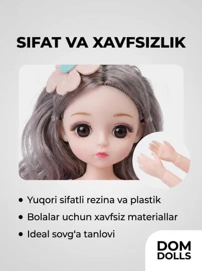 Музыкальная кукла DOM DOLLS для девочек в красивом платье, в подарочной коробке, 30 см — REBORN-ШАРН16-ЛАВАНД