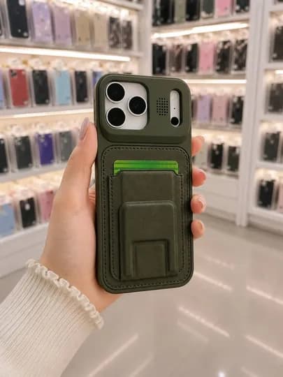 Чехол для iPhone с картхолдером, подставкой, магнитный, премиум экокожа — PRINT02-KOJALICHEXOL97-ЗЕЛЕН-13MAX
