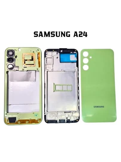 Корпус Samsung A24 комплект – задняя крышка, рамка, лоток SIM, стекло камеры, кнопки — SMTKOPS-SAMSUNGA24KORPUS-ЛАЙМ