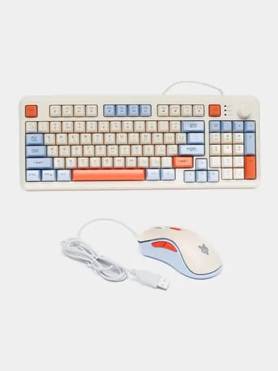 Игровая клавиатура с мышью K820, 94-клавишная, RGB-подсветка — ДД2-KLAMIX3-БЕЛЫЙ