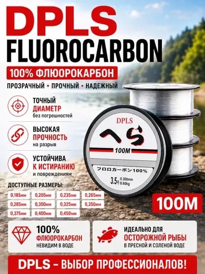 Рыболовная леска флюорокарбон DPLS 100м леска для рыбалки и спиннинга — TERRA26-ТА1033-БОРДОВ-0,500мм