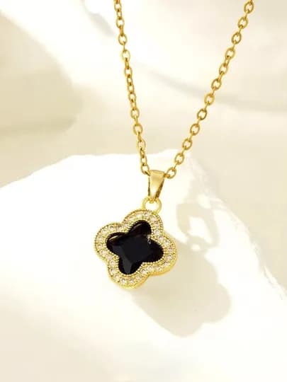 Женская цепочка в стиле Van Cleef, Нержавеющая сталь — 1122232-XIANGLIAN05-ЖЕЛТ