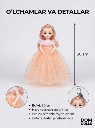 Музыкальная кукла DOM DOLLS для девочек в красивом платье, в подарочной коробке, 30 см — REBORN-ШАРН16-МЯТН