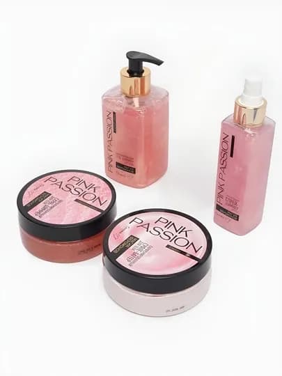 Уходовая косметика PINKPASSION, гель-шиммер, спрей-шиммер, крем суфле-баттер, скраб-шиммер — ЭЭЭ-PINKPASSION-МЫЛО