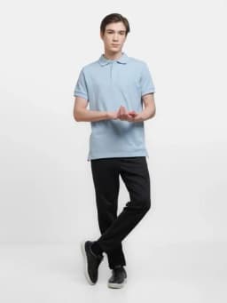 Футболка поло однотонная, из хлопка — CHIC49-200140-ГОЛУБ-5XL