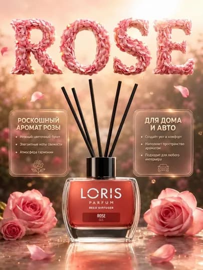 Ароматический диффузор LORIS Parfum с палочками — освежитель воздуха для дома и офиса — AHJUM-AROMA-КАРМЛН