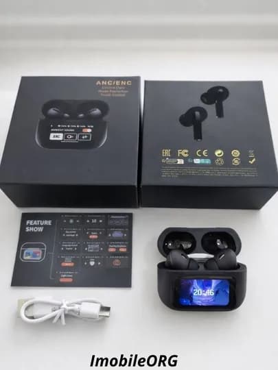 Airpods беспроводные наушники Pro 2, сенсорным экраном, с iPhone и Android, Bluetooth — ORGN1-AIRPODS1-ЧЕРН
