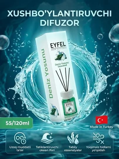 Освежитель воздуха для дома, офиса и автомобиля "Eyfel" — NIGMATO-EYFELLL-СИНИЙ-120ml