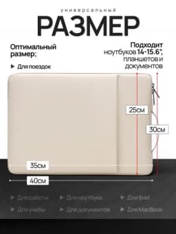 Сумка-чехол для ноутбука 14–15.6" РЮКЗАКОФФ, водоотталкивающая, с ручкой, 3 отделения — ВВ-KICHIKKK-РОЗОВ-14