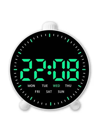 Современные, многофункциональные LED настольные часы с 2 сигналами, большой LED дисплей — MYGIFTY-B2LED-БЕЛЫЙ