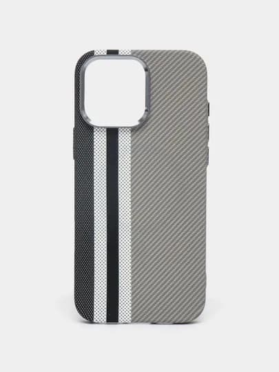 Чехол Magsafe Carbon для iPhone 13, 14 pro, 14 pro max, 15 pro, 15 pro max — TRENTM-NEWCARBON-СЕРМЕТ-13PM